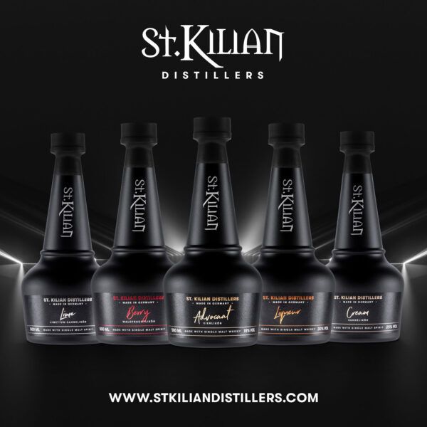 St. Kilian liqueur variations in the new bottle design